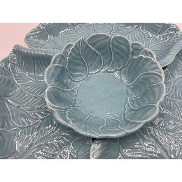 California Pottery 4 piece Turquoise Chip and Dip Set Made in USA MCM Serveware - Picture 7 of 15